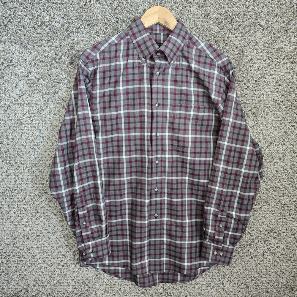 Jos A Bank Dress Shirt Mens Small Gray Button Down Travelers Collection Cotton